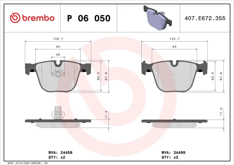 BMW X5 Serisi E70 M Arka Fren Balatası | BREMBO P06050