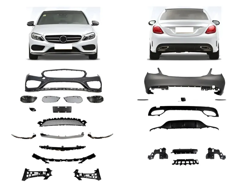 Mercedes C Serisi W205 2015-2020 Gövde Kiti Park Sensörlü: Ön, Çift Egzoz Çıkışlı (Tek+Tek) Egzoz Uçlu | WENDER MA2052110