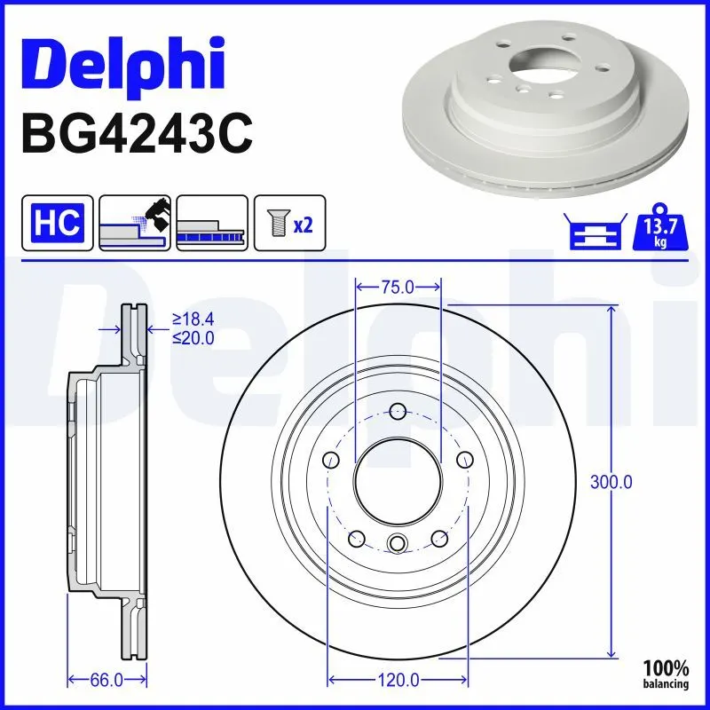 BMW X1 Serisi E84 Fren Diski Ön Havalı 300mm | DELPHI BG4243C