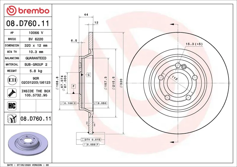 Mercedes A Serisi W177 A 220 Arka Fren Diski | BREMBO 08D76011